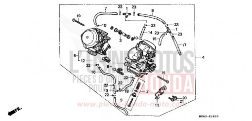 CARBURATEUR (ENS.) XRV650K de 1989